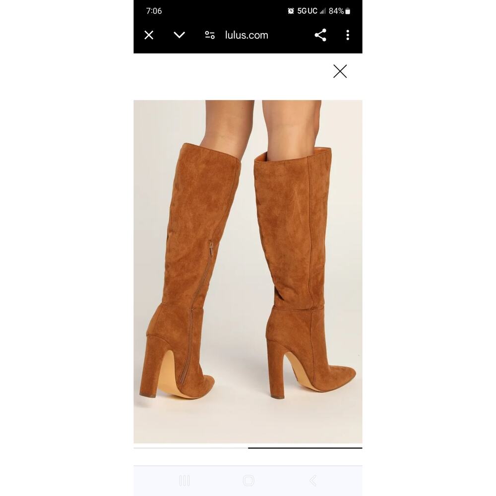 EUC Lulus Chestnut Faux Sude Knee High Boots Sz 7 - Picture 4 of 7